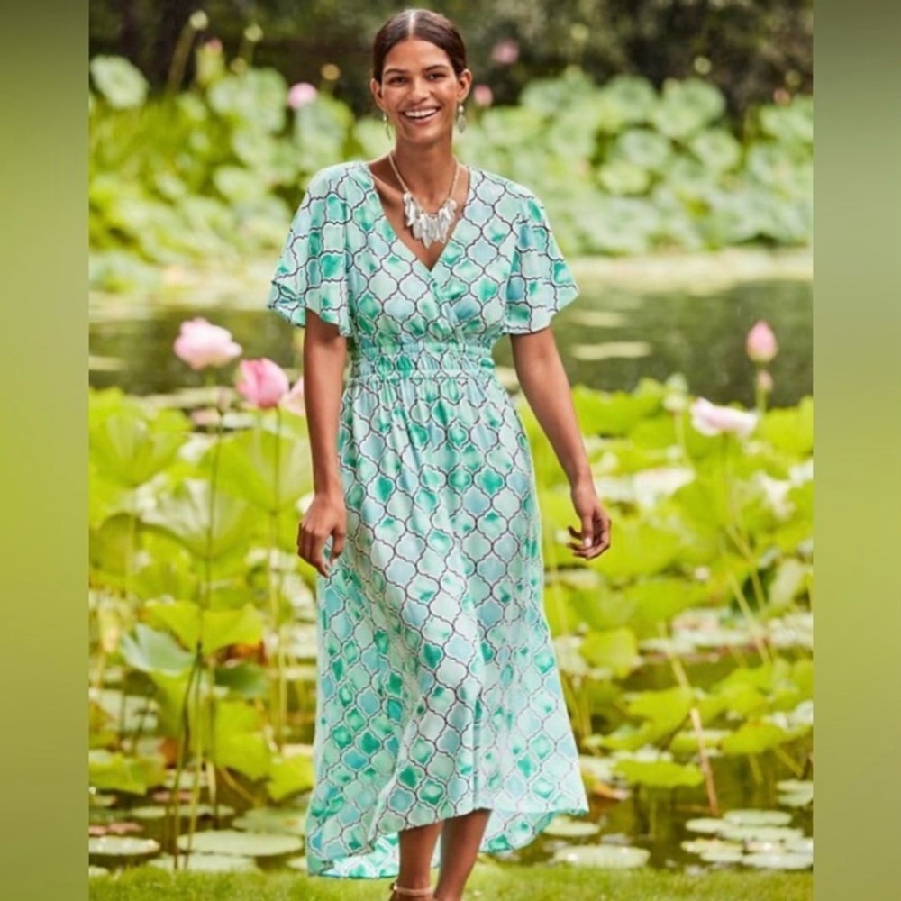NEW Tommy Bahama Mumbai Medallion Maxi Dress Dusty Teal Women's Size Small